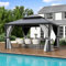 UDPATIO 3.65 x 4.25 m Gartenpavillon Wasserdicht Stabil Winterfest Hardtop Pavillon, Verzinkter Stahl Doppeldach Aluminium Pavillon mit Moskitonetz und Vorhänge für Garten, Terrasse, Rasen, Grau