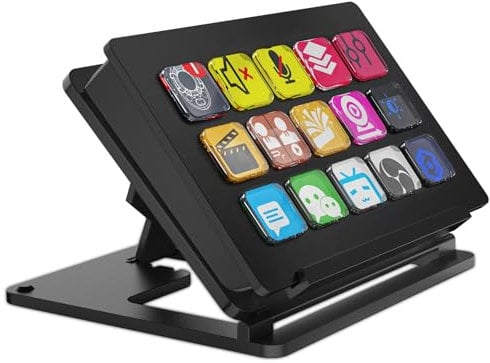 Macro Keyboard with Custom Key Symbols, 15-Key Programmable One-Handed Mechanical Keyboard for OBS Twitch
