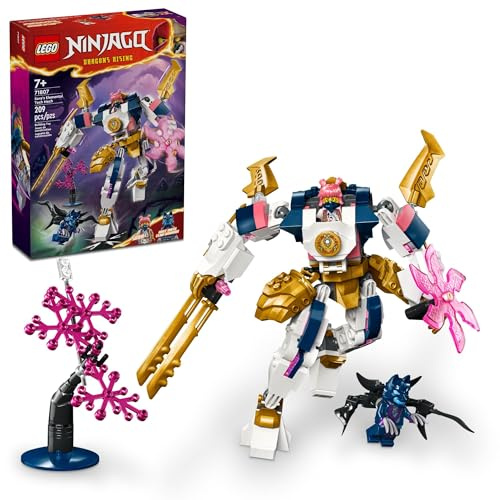 LEGO NINJAGO 71807 Soras Elemental Tech Mech Mini Ninja Spielzeug, anpassbare Figur, Abenteuer-Spielzeug-Set für Kinder mit Sora-Minifigur, Ninja-Actionfigur, Geschenk für Jungen und Mädchen ab 7