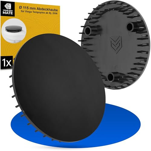 Abdeckhaube für Duschabfluss, Ø 115 mm, kompatibel mit Viega Tempoplex Ablaufgarnitur ab Baujahr 2006, passend für Modell 6964.0, für Ablaufloch Ø 90 mm, schwarzes ABS ASA, Deckel Dusche Abdeckung
