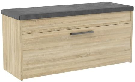 Ibonto Schuhbank Multifunktionale Aufbewahrungsbank Schuhschrank mit Gepolstertem Sitz (Sonoma-Eiche)