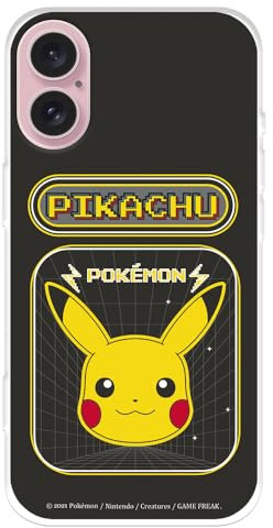 Schutzhülle kompatibel mit iPhone 16, offizielles Pokémon-Pikachu Videospiel, um Ihr Handy zu schützen, flexible transparente Silikonhülle mit offizieller Pokémon-Lizenz