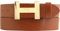 Designer Gürtel HENRY aus Vollrindleder 4 cm | Eleganter Ledergürtel für Damen und Herren 40mm | Gold glänzend | Tabac 110cm