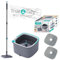 Spin Mop and Bucket with Separate Compartments for Clean and Dirty Water New 2025 Upgraded Version w/Side Brush and Self Standing Handle, Smart Square Mop w/ 2 Machine Washable Microfiber Pads, Gray