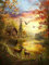 Diamond Painting Klein Set Reh 40x50cm, DIY Diamant Painting Bilder Kinder Erwachsene Landschaft, 5D Daiments Painting Basteln Erwachsene, Dimond Painting Cross Stickerei Malerei Kits Wand Dekor T-2