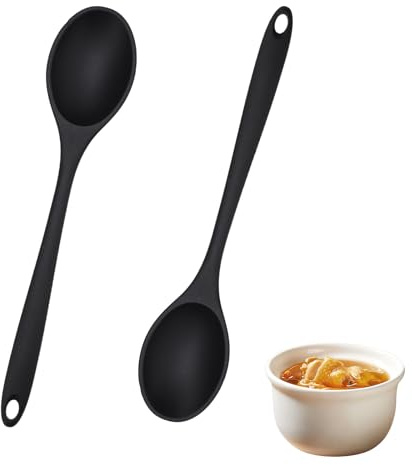 Cuchara de Cocina de Silicona, 2 Cucharas de Cocina de Silicona Cucharas para Remover, Cucharas de Silicona Para Puré de Patatas, Arroz, Olla Arrocera