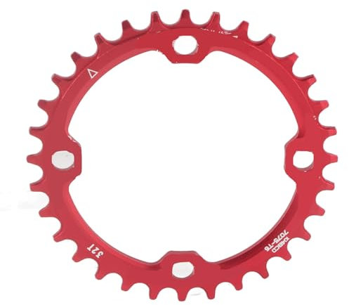 Fahrrad Kettenblatt, Mountainbike 32 Zähne -38 Zähne BCD 104 Aluminiumlegierung Einzelkurbel Kettenblatt für 104mm Schraubenmuster Mountainbike (32T-rot) Fahrräder und Zubehör
