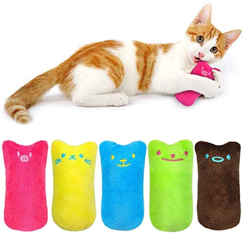 Katzen Kauen Kissen Spielzeug, 5 Stück Niedlich Plüsch Daumen Geformt Katzenspielzeug Katzenminze Set, zum Kuscheln und Spielen, Natürliches Katzenspielzeug für alle Katzen und Kitten geeignet