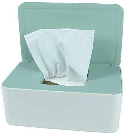Distributeur de lingettes pour Couches - Boîte de Rangement pour mouchoirs - Distributeur de lingettes humides avec Couvercle - pour la Maison, Le Bureau, Les Voitures - Vert