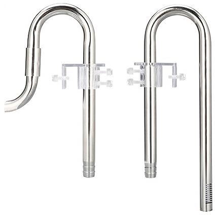 MiOYOOW Lily Pipes en Acier INOX 304 d'entrée et de Sortie, Kit écumoire Surface Aquarium Compatible 12/16mm Tuyauterie du Filtre avec Fixateur de Tuyau Acrylique pour Aquariums Plantes