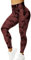 ZAAYO Sport Leggings für Damen Tie Dye Scrunch Butt Booty Slim Fit Seamless Yoga Pants Fitness Gym Workout Rot Braun S