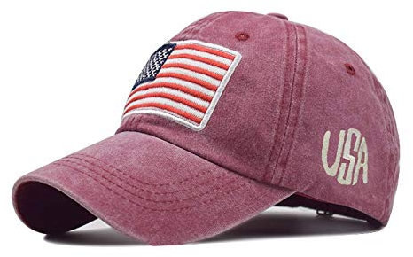 Generisch Unisex Usa American Flag Baseball Cap Baseball Cap American Flag Embroidery Usa Washed Trucker Cap Washed American Sunshade Baseball for Adults