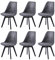 EGGREE 6er Set Esszimmerstühle Skandinavisch Design SGS Geprüfter, Polsterstuhl aus Wildleder Rückenlehne, Küchenstuhl Essstühle mit Schwarz Massivholz Buche Bein, Dunkelgrau