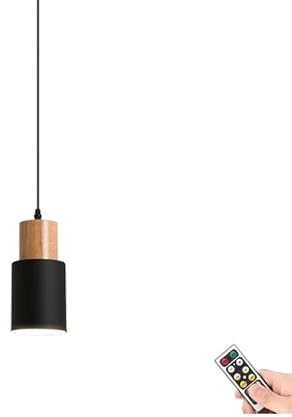 Not Hardwired Battery Operated Pendant Lighting, No Wires Black Battery Power Pendant Light / Ceiling Hanging Lighting Fixture Chandelier for Kitchen Island Dining Room Bedroom Bedside Hallway Foyer (