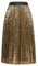 Pailletten Rock Damen Gold Hohe Taille Knielang Sommerrock Damen Plissee Freizeit XL Gold -2