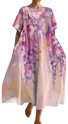 Robe Femme Chic Et Elegant, Robe Femme Chic Bal De Promo Longue Blanche Tunique Robe Chinoise Femme Paillette Jupe Longue Ete Fluide Style Champetre pour Mariage Invité (2-Rose,3XL)