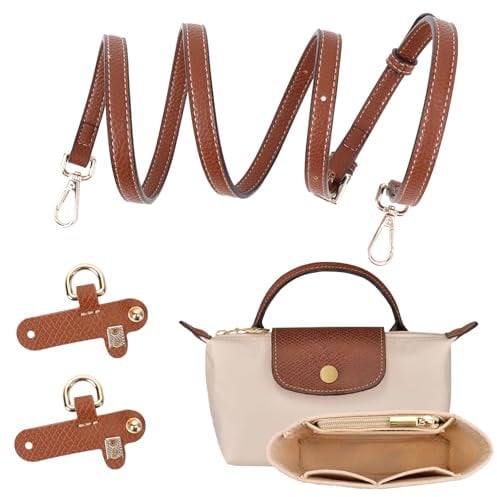 GADITIEK Schultergurt für Long Champ Tasche Damen, Geldbörsen-Organizer, No-Punch, längenverstellbarer Ersatzriemen aus Leder, mit Mehreren Taschen, Handtaschen, passend für Mini-Größe (1.2CM)