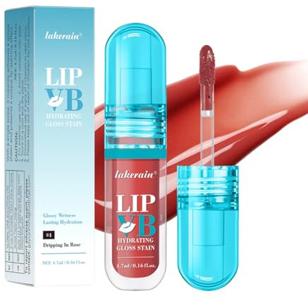 Hydrating Lip Gloss Stain – Moisturising & Nourishing Lip Oil, Non-Sticky Long-Lasting Jelly Liquid Lipstick, Lip Tint & Glaze, Makeup Gift for Women (Colour, # 04)