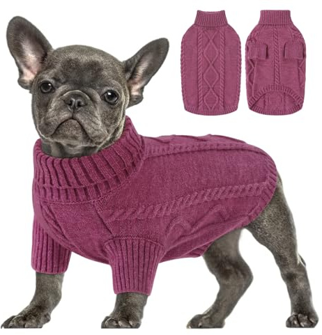 Queenmore Hundepullover Kleine Hunde Wärme Strick Mit Zopfmuster, XS | Hundepullover für Kleine Hunde, Chihuahua, Yorkies & Katzen, Dehnbar & Maschinenwaschbar, für Herbst Wintertage