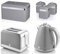 SWAN Retro Grey 1.5L 3KW Jug Kettle, 2 Slice Toaster, Bread Bin and Tea, Coffee & Sugar Canisters. Matching Retro Design Kitchen Set of 6 in Grey