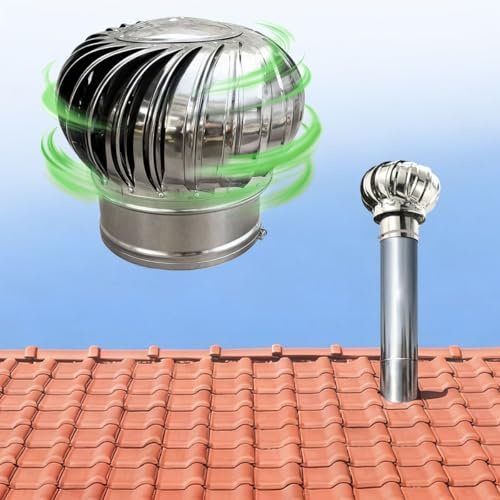 Comignolo Girevole in Acciaio Inossidabile, 75 110 160 200 250 mm Cappello Eolico per Canne Fumarie E Camini, Tappo Antipioggia per Tetto per Tubo di Scarico Fumi, Durevole(110 mm)