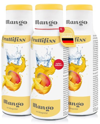 Sodafixx 3er Set Fruttifixx Getränke Sirup Mango 500ml - Fruchtsirup für 12L Fertiggetränk zuckerreduziert - Getränkekonzentrat Wasser mit Geschmack - ideal für Wassersprudler & Mixgetränke 3er Set