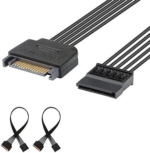 J&D 2 Paquetes 15 Pin Cable de Extensión de Alimentación SATA de 15 Pines, Cable Macho a Hembra - 25cm, Negro
