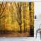 ABAKUHAUS Wald Duschvorhang, Herbst in der Natur Theme, Stoffliches Gewebe Badezimmerdekorationsset mit Haken, 175 x 200 cm, Gelb Braun