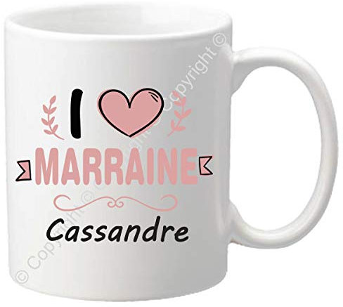 Gravure Events Tasse Mug - Cadeau personnalisé pour Marraine de la part de son filleul (filleule) pour anniversaire, noël, naissance, baptême, pour faire l'annonce, demande - 64
