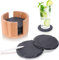 AMAZY sous-Verre en Ardoise (8 pièces) – Dessous de Verres sous bocks décoratifs en Ardoise et boîte de Rangement en Bambou (Rond)
