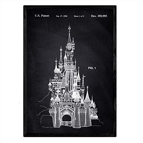 Nacnic Disney Schloss Patent Poster. Poster mit Erfindungen und alten Werkzeugen.