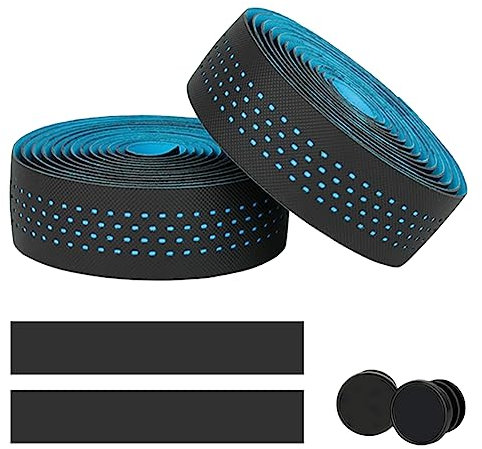 TOPCABIN Fahrrad Lenkerbänder,2 Rollen Comfort Lenkerband für Citybike Road Bike Lenker Band Bike Lenkerband mit Bar Plugs (EVA-Blau)