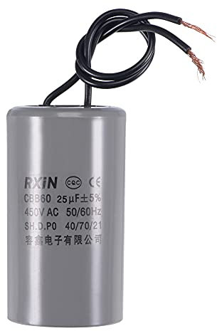 sourcing map CBB60 Run Capacitor 25uF 450V AC 2 Wires 50/60Hz Cylinder 75x42mm for Air Compressor Water Pump Motor