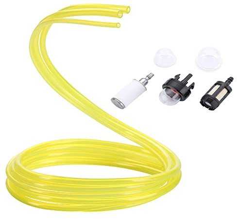 Moritale Benzinschlauch Set 3 Stück Benzinfilter Primer Pump Rasenmäher Motorsense Kraftstoffschlauch 1 Meter für Kettensäge Freischneider 2 4 Takt Kleinmotor (3 Stück &Filter&Primer)