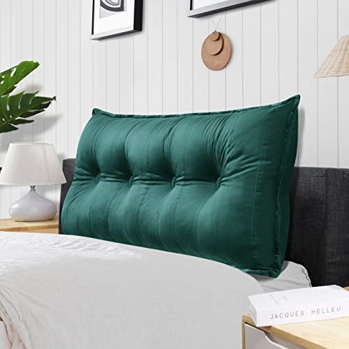 Rucener Groß Lendenkissen Rückenlehne Großes Samt Bücherkissen Lesekissen Lendenkissen Groß Wandkissen Rückenkissen Bett Lesekissen Groß Lesekissen Cyan 120 cm