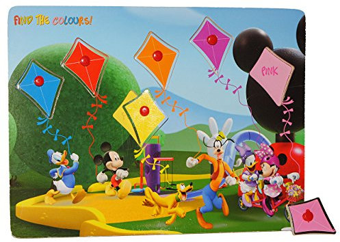 alles-meine.de GmbH Puzzle mit Griffen - Holzpuzzle/Legespiel - Mickey Mouse - Farben + Formen/Griffe Griff - für Kinder Steckpuzzle - Formenpuzzle/Farbenpuzzle Maus aus Ho..