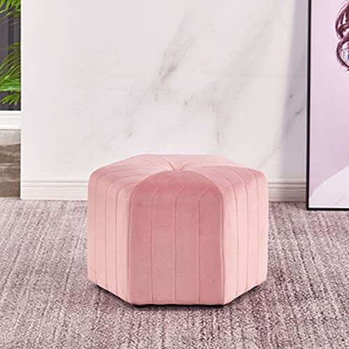 Kleiner Fußhocker Hexagon Ottoman Home Flanell Hocker for Wohnzimmer, stapelbare quadratische Sofa-Fußstütze, tragbarer gepolsterter Fußhocker, Schlafzimmer-Wohnkultur-F-19,3 * 13,4 Zoll Stilvolle Hoc