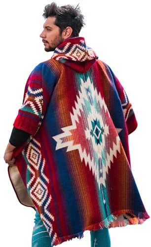 Wool Poncho Men – Handmade Alpaca PONCHO – Mexican Poncho Style - Cowboy Ponchos for Men – Alpaca Ponchos.