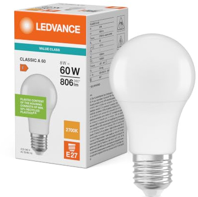 LEDVANCE LED Classic A 60 P 8.5W 827 Frosted E27