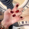 24pcs Short Square False Nails Cat Eye Design Press on Nails Burgundy Cherry Red Stick on With Glossy Finish Removable Glue on Fake Full Cover Nail Tips Art Accessories for Women Brides