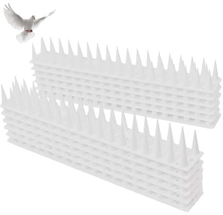 WUMEIJIAJU 12 Pieces Bird Spikes, Bird Repellent Spikes Plastic, Anti-Bird Nesting Spikes for Outdoor Garden Fence Roof Wall Railing Balcony Deterring Birds Pigeons Crows Woodpeckers, Cover 13.2 FT