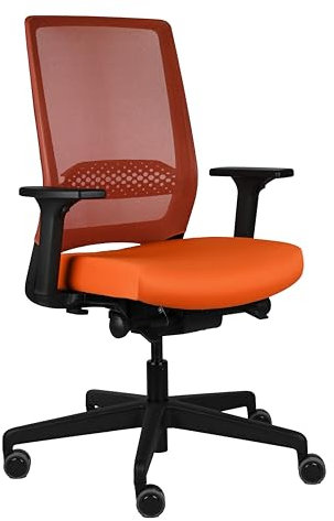 Viasit Kickster ergonomischer Bürodrehstuhl Schreibtischstuhl mit Armlehnen und Lumbalstütze für Homeoffice und Büro 5 Jahre Garantie (Orange)