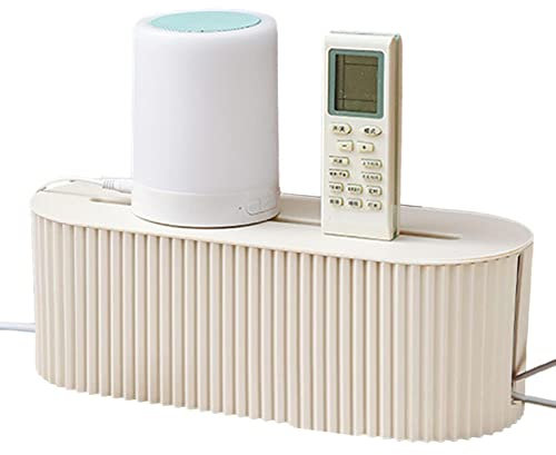 Cable Management Box - Versatile Cable Organiser, Portable Cable Storage Case | Flexible Household Cable Hideaway with Lid, Multipurpose Cable Organizer for Insertion, Beige (PP) (12.99 x 5,