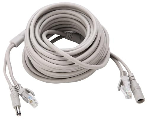 1 X Câble CCTV Ethernet RJ-45-mâle/2.1x5.5mm Femelle, Câble RJ45 + DC, Câble CCTV, pour Système NVR Bureau (10M)