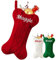 Hunde Weihnachtsstrumpf Personalisiert Name für Haustier 43cm große Christmas Stockings Knochenform Nikolausstrumpf zum Aufhängen am Kamin für Party Weihnachten Deko, 1 Stück, Rot/Grün/Weiß