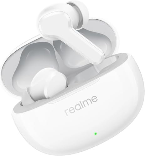 realme T110 Bluetooth-Kopfhörer, Bluetooth 5.4 Kopfhörer, Encia-Geräuschunterdrückung, kabellose In-Ear-Kopfhörer, 10 mm dynamischer Bass-Treiber, 38 Stunden Wiedergabe, IPX5 Wasserbeständigkeit, Weiß