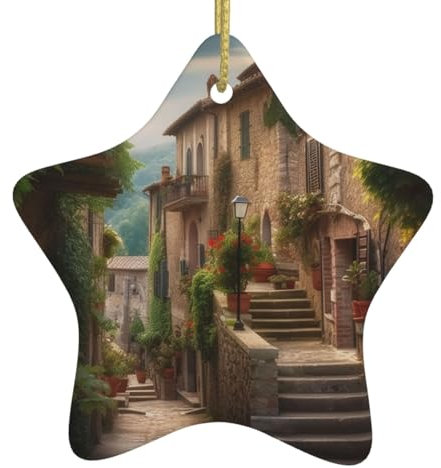 Italien toskanische Weihnachtsschmuck Keramik Weihnachtsbaum Hängende Dekorationen Stern Xmas Anhänger für Weihnachtsdekorationen 2024 Christbaumschmuck Geschenke