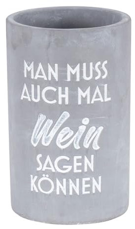 levandeo Weinkühler H21cm Beton Grau Flaschenkühler Spruch Wein Sektkühler Tischdeko Candlelight Dinner