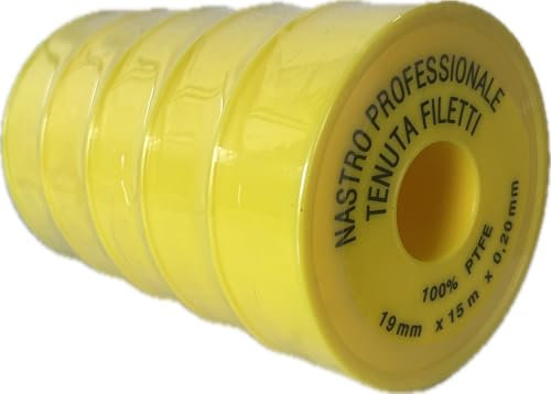 Generico Kit 5 pz Nastro Teflon P.T.F.E. 19mm x 15mt x 0,20mm