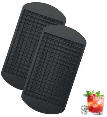 2 PCS Mini Ice Cube Trays, Ice Cube Tray Set of Two, 160 Grids Small Square Flexible Ice Cubes Molds, Silicone Ice Cube Tray for Freezer, Tiny Ice Cube Trays for Cocktails, Juice(Black)